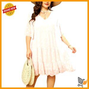 Plus Size Chiffon Midi Dress V Neck Loose Fit Maternity Sundress